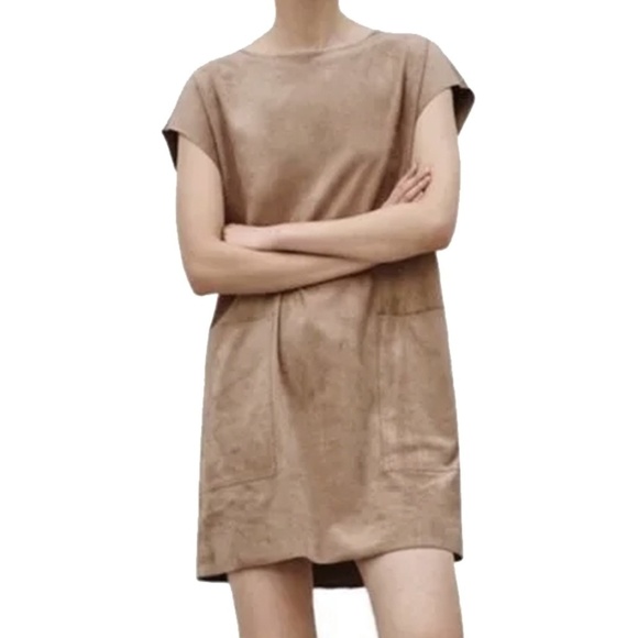 Aritzia Wilfred Free Nori Vegan Suede Dress Oversize Pockets - Picture 3 of 15